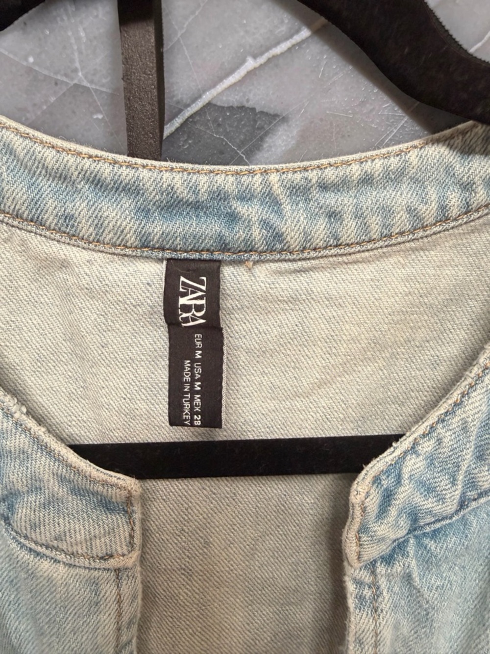 Zara Denim Utility Jumpsuit Light Wash Zip Front Boiler Suit Pockets Size Medium - Picture 6 of 6